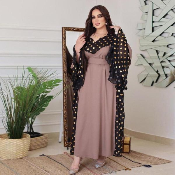 Vêtements ethniques Polka Dot Flare Sleeve Maxi Dress Abaya Dubai Turquie Kaftan Femmes Musulman Islamique Jalabiya Eid Ramadan Djellaba Robe Party