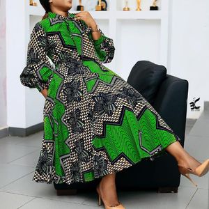 Ropa étnica Poliéster Vestidos africanos para mujeres Moda Otoño Invierno Dashiki África Estilo Imprimir Rich Bazin Maxi Vestido largo