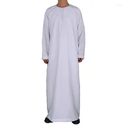 Vêtements ethniques polyester oman arabe jubba robe saoudie islamique musulman hommes longs tuniques blanc boubou homme musulman robe umrah thobe