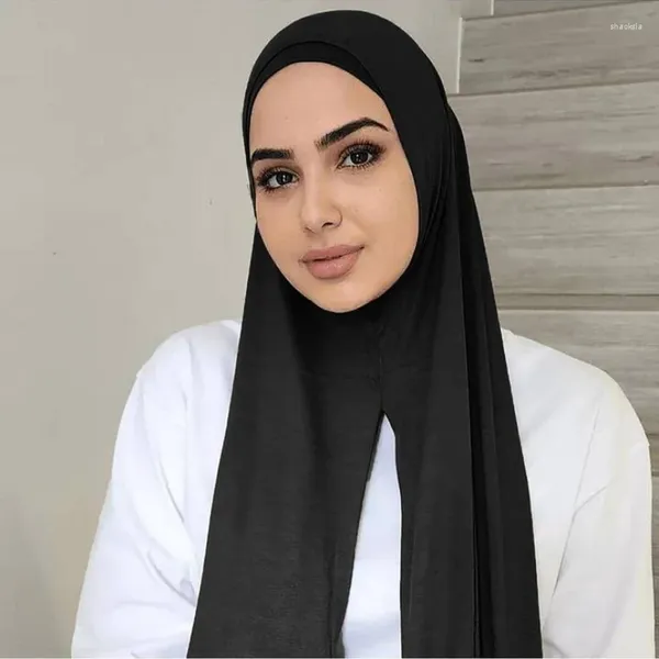 Ropa étnica Premium Jersey Hijab Hijabs instantáneos para mujeres Moda musulmana Bufanda de algodón elástico Sombrero Mujer Mantón Turbante Pañuelo Islámico