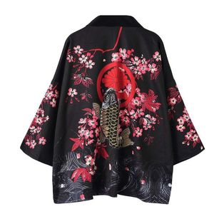 Vêtements ethniques Imprimer Japonais Hommes Femmes Cardigan Kimonos traditionnels Kimono Yukata Vêtements asiatiques Mince Casual Chemise d'été en vrac XXLEthnic
