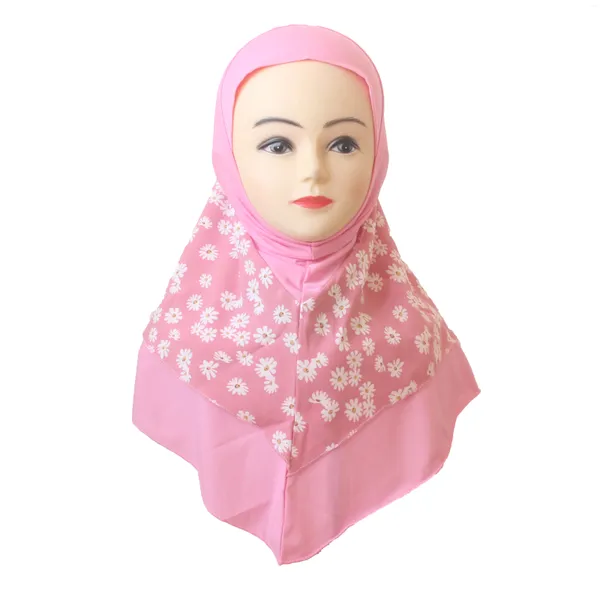 Vêtements ethniques Imprimé 7-12 ans Filles musulmanes Hijab Pull sur Amira Foulard islamique Head Wrap Étudiants Foulard Turban Caps Bonnet