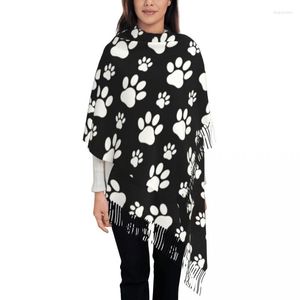 Vêtements ethniques Chiot Joli motif Gland Écharpe Femmes Doux Chien Pattes Imprime Pet Châle Wrap Dames Hiver Automne Foulards