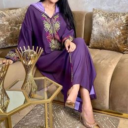 Vêtements ethniques Violet Abaya Dubaï Robe Longue Djelaba Femme Musulmane Turquie Islam Musulman Hijab Robe Robes Africaines Pour Femmes Caftan