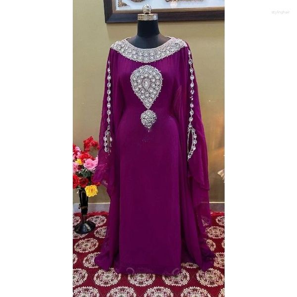 Vêtements ethniques Verre Purple Crystal Morocco Dubai Kaftans Abaya La robe est très élégante et tendance