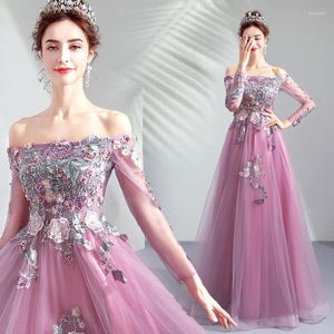 Vêtements ethniques Violet Broderie Soirée Robe De Soirée Élégant Strass Cheongsam Vintage Bandage Perlé Qipao Rêveur Princesse Robes Robe