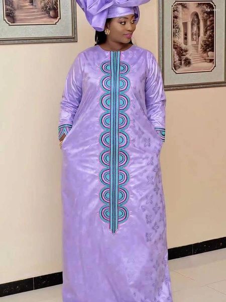 Vêtements ethniques Violet Taille libre Turquie Mariage traditionnel Bazin Riche Robes longues Robes de soirée Robe de qualité supérieure