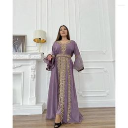 Etnische kleding Paarse Kaftans Farasha Abaya -jurk uit Dubai Marokko is een zeer chique lang