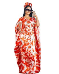 Vêtements ethniques violet Orange robes africaines pour femmes été demi manches col en v Polyester longue robe imprimer S5XL 230227