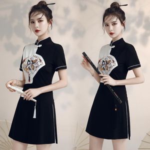 Vêtements ethniques Qipao 2023 Style chinois mode Version améliorée de Cheongsam costume Shorts deux pièces ensemble été fille littéraire