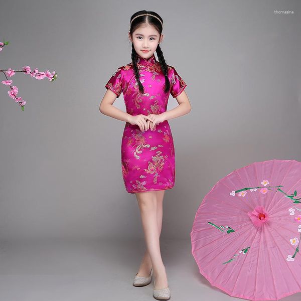 Vêtements ethniques Qipao Girl Robe Qi-Pao Cheongsam Filles Mariage Année Cadeau Enfants Vêtements Enfants Robes Princesse Grande Taille