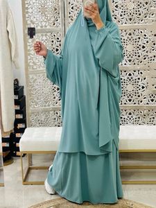 Vêtements ethniques Ramadan 2 pièces Jilbab long Khimar ensemble Abaya femmes musulmanes vêtement de prière Dubaï robe de prière saoudienne 2 pièces jupe ensembles Eid Niqab 230616