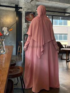 Vêtements ethniques Ramadan 2 pièces Set Long Khimar Robe Musulman Ensembles musulmans Abaya Femmes Prayer Garment Saudi Robe de prière Eid Niqab Jilbab D240419