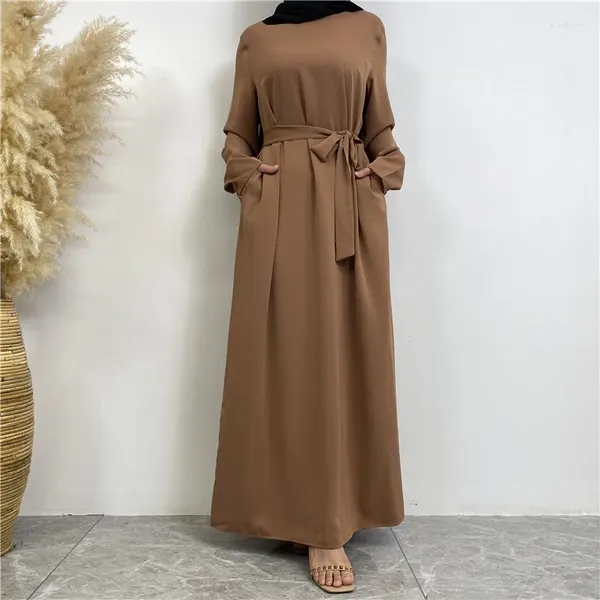 Vêtements ethniques Ramadan 2023 Robes longues formelles 13 couleurs Simple Plain Nida Femme musulmane Abaya Eid