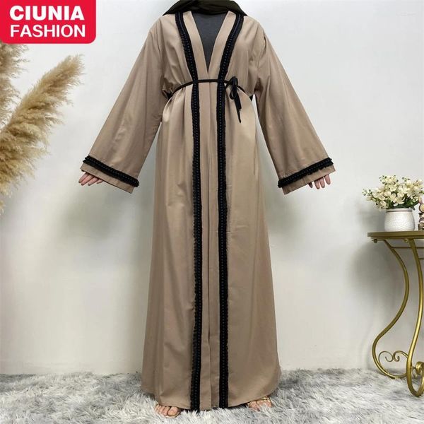 Vêtements ethniques Ramadan Appliques Manches longues Kebaya pour femmes Dubaï Robes de modestie Musulman Kimono Robe Kaftan Femme marocaine Islam Abaya