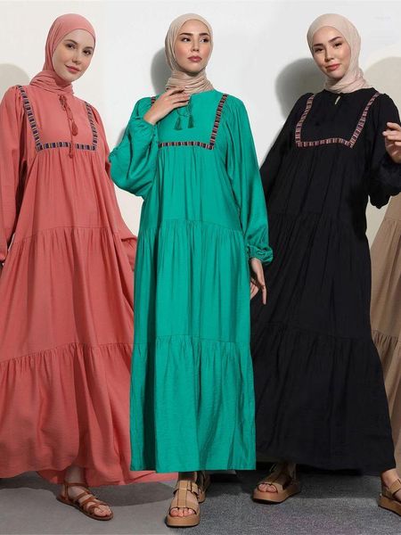 Vêtements ethniques Ramadan Noir Abaya Dubaï Kaftans Turquie Robes africaines islamiques pour femmes musulmanes Robe longue Robe Femme Musulmane