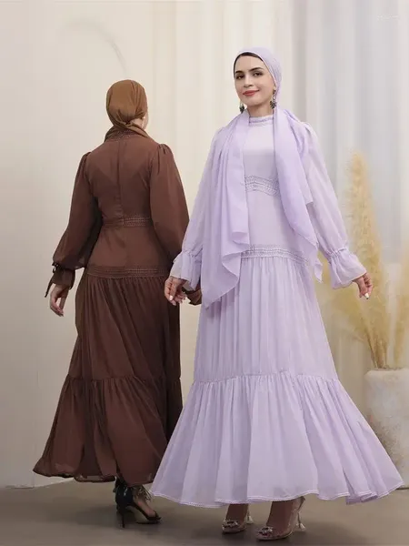 Abbigliamento etnico Ramadan Abiti da preghiera in chiffon per le donne Niqab Abaya Turchia Islam Arabo Musulmano Moda Abito Hijab Abito Femme Musulmane