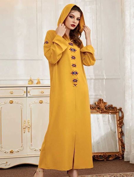 Vêtements ethniques Ramadan Eid 2023 Nouvelle robe maxi Vestidos Dubaï Turquie Hijab Abayas Muslim Maroc Caftan Islam Diamond Vêtements pour femmes T240510