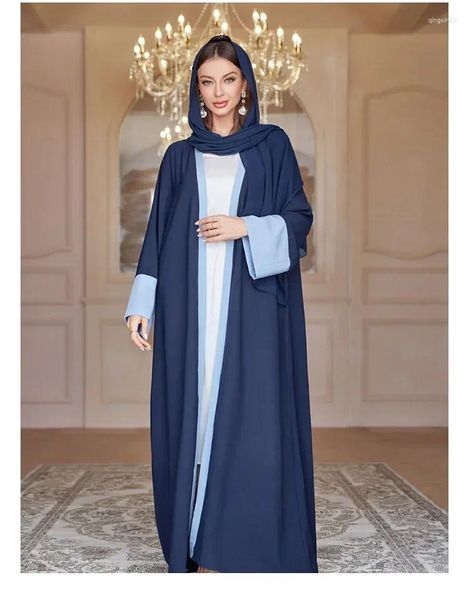 Ropa étnica Ramadán Eid Abaya Hijab Vestido modesto musulmán para mujeres Árabe Dubai Manga larga Abierta Abayas Kimono Ropa Islámica Turquía
