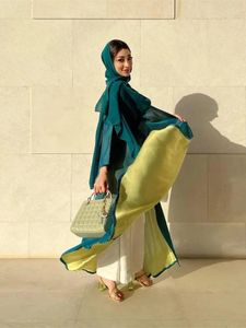 Etnische Kleding Ramadan Eid Chiffon Moslim Kimono Abaya Turkije Islam Bescheiden Hijab Jurk Jalabiya Voor Vrouwen Kebaya Gewaad Femme Musulmane