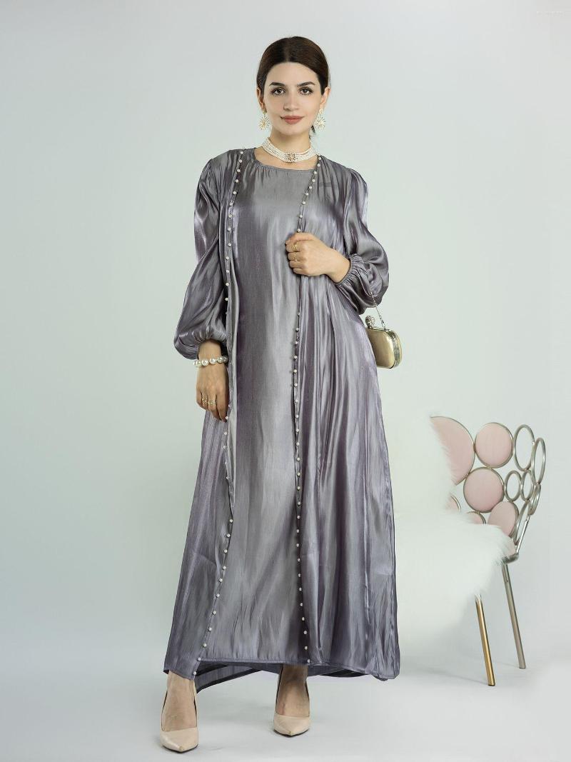 Vêtements ethniques Ramadan Eid Djellaba Suits Abaya Dubai Deux pièces Musulm Sets Hobe Turkey Islam Abayas avec Belt Wy1336