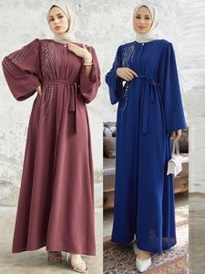 Vêtements ethniques Ramadan Eid Dubaï Élégant Abaya Kebaya Islam Muslim Kaftan Modest Robe Fomen Women Robe Musulmane Caftan Marocain Femme