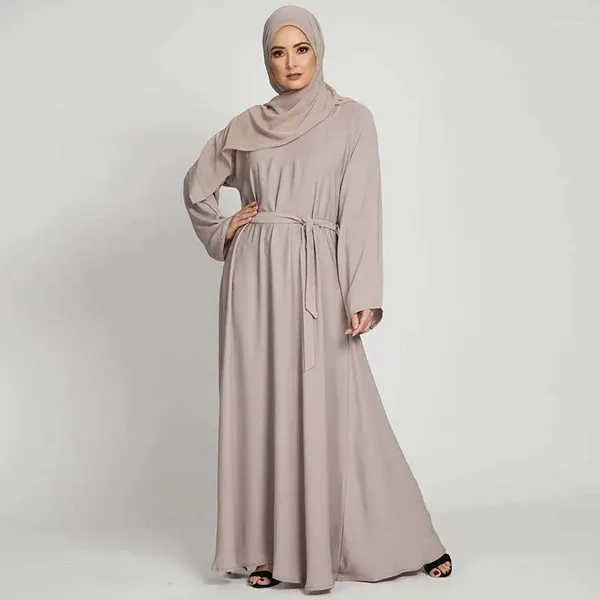 Vêtements ethniques Ramadan Eid Mode Satin Robe Dubaï Abaya Femmes Été Longue Musulmane Islamique Turc