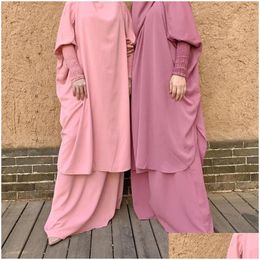 Ropa étnica Ramadán Eid Gowns Dos piezas Mujeres musulmanas Garment de oración