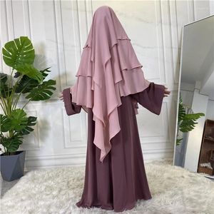 Vêtements ethniques Ramadan Eid Hijab Cap Abayas musulmans pour les femmes prière arabe Islamic 3 couches châles complexe couvercle enveloppe de tête longue khimar