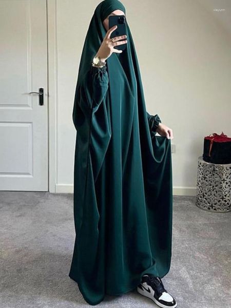 Ropa étnica Ramadán Eid con capucha Abaya Mujeres Prenda de oración Musulmán Hijab Jilbab Vestido suelto Conjunto Abayas Dubai Turquía Ropa islámica Kaftan