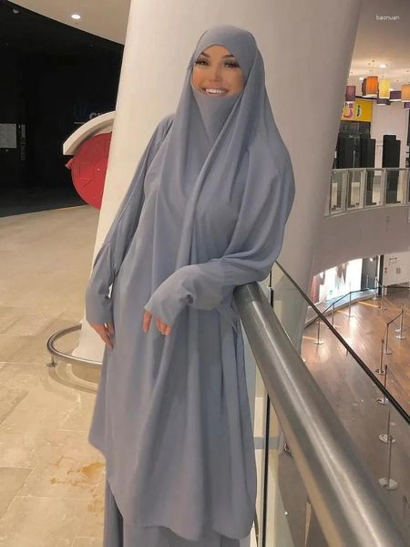 Vêtements ethniques Ramadan Eid Jilbab 2 pièces Ensemble Femmes musulmanes Robe de prière Abaya Khimar Long Hijab et jupe Dubaï Islam Vêtements Niqab