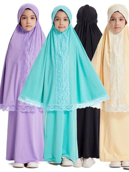 Vêtements ethniques Ramadan Eid Kaftan Khimar Abaya pour enfants fille Dubaï Turquie Hijab Robe musulmane Islam Arabie Saoudite Abayas Robe Musulman