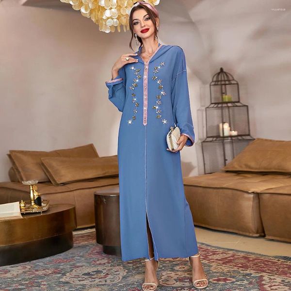 Ropa étnica Ramadán Eid Kaftans Abaya Dubai Arabia Saudita Turquía Islam Musulmán Modesto Vestido Abayas para mujeres Rata Longue Djellaba Femme