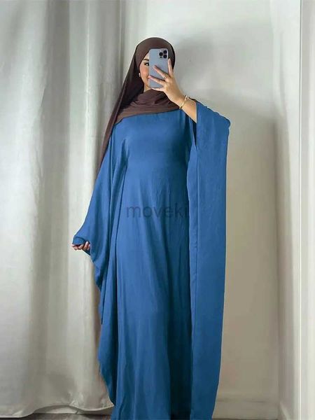 Vêtements ethniques Ramadan Eid Khimar Linon papillon batwing Abaya Dubai Turquie de luxe Islam Muslim Kaftan Modest Robe pour femmes Ka Damen D240419