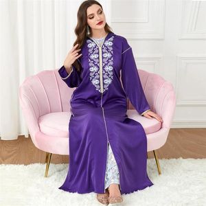 Ropa étnica Ramadán Eid Mubarak Abaya Vestido para mujeres Conjuntos musulmanes Bordado Árabe Dubai Con capucha Jalabiya Marroquí Kaftan Noche de encaje