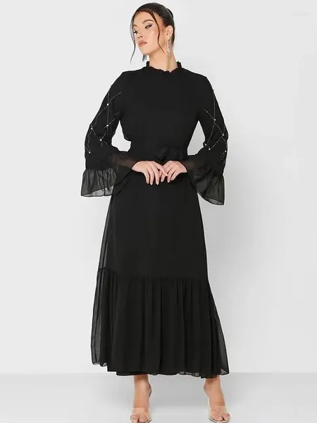 Vêtements ethniques Ramadan Eid Mubarak Noir Abaya Dubaï Turquie Islam Arabie Saoudite Robe longue musulmane Abayas pour femmes Kebaya Robe Femme