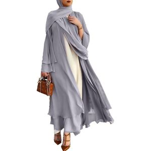 Etnische Kleding Ramadan Eid Mubarak Chiffon Open Abaya Kimono Dubai Turkije Islam Kaftan Moslim Jurk Kleding Abaya Voor Vrouwen Robe291W
