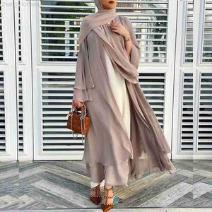 Ropa étnica Ramadán Eid Mubarak Gasa Abierta Abaya Kimono Dubai Turquía Islam Kaftan Vestido musulmán Ropa Abayas para mujeres Robe Femme Caftan