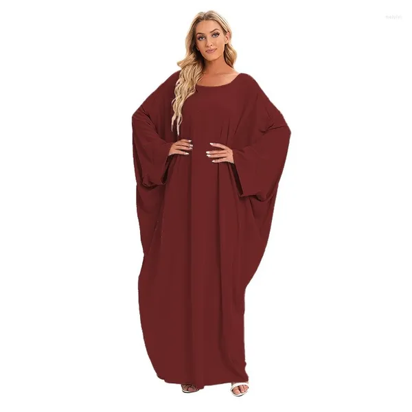 Vêtements ethniques Ramadan Eid Mubarak Dubai Abaya Turquie Abayas pour les femmes manches chauve-souris solides Loose Casual Women's Dress Spring And Summer