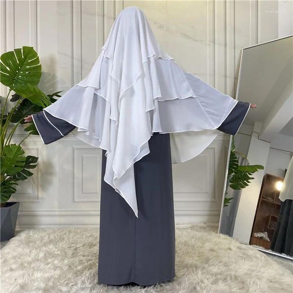 Ropa étnica Ramadán Eid Muslim Abaya Sobre la cabeza Hijab Capas de la cabeza Long Khimar Abayas Oración islámica Garfa árabe Bufanda