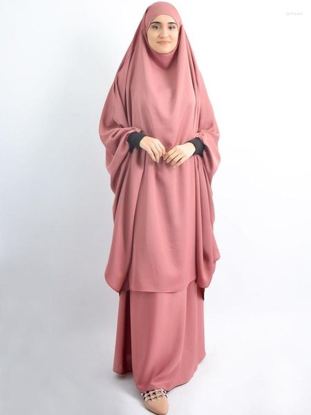 Ropa étnica Ramadán Eid Moda musulmana Falda de tubo Conjunto Musulman Conjuntos Vestido de oración Burqa Orar Niqab Robe En Hidjab Jilbab
