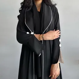 Etnische kleding Ramadan Eid Muslim Kimono Abaya voor vrouwen geplooid Abayas Saudi Arabische knop Split mouw Maxi Vestidos Marokko Kaftan Long