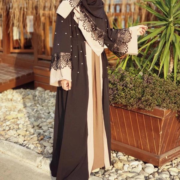 Ropa étnica Ramadán Eid musulmán encaje Abaya vestido vestido vestido árabe islámico hijab africano Dashiki Jalabiya vestidos largos Kaftan Femme