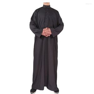 Vêtements ethniques Ramadan Eid Musulman Hommes Robe Jubba Thobe Islam Arabe Robe Noire Caftan Homme Musulman Abaya Casual Manches Longues