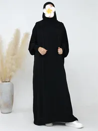 Etnische kleding Ramadan Eid Moslim Saoedi Vrouwen Gebed gewaad Outfits Jilbab Dubai Turkse solide bescheiden bescheiden batwing mouw capuche casual abayas
