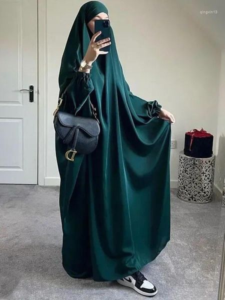 Ropa étnica Ramadán Eid Una pieza Jilbab Con capucha Abaya Mujeres Musulmanas Oración Ropa Vestido largo suelto Abayas Dubai Turquía Ropa islámica