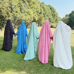 Vêtements ethniques Ramadan Eid One Piece Prière Abaya Robe À Capuche Kaftan Femmes Musulmanes Jilbab Hijab Robe Impression Islam Dubaï Turquie Vêtements