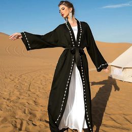 Etnische Kleding Ramadan Eid Open Kimono Abaya Dubai Turkije Islamitische Moslim Jurk Abaya Voor Vrouwen Gewaad Caftan Marocain Musulmane Femme