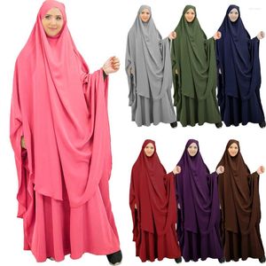 Etnische kleding Ramadan Eid overhead Hijab 2 -delige set Khimar Moslimvrouwen Abaya Maxi Dess Gebed Gedelement Islamitische Burqa Niqab Modest Arabisch