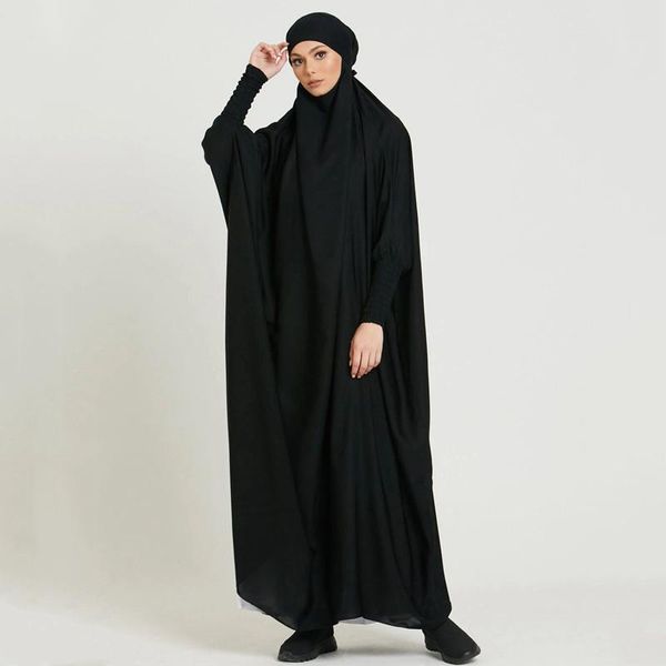 Ropa étnica Ramadán Eid Prenda de oración Jilbab Abaya Conjuntos musulmanes Vestido Hijab Cubierta completa Abayas con capucha para mujeres Dubai Ropa Niqab Burka